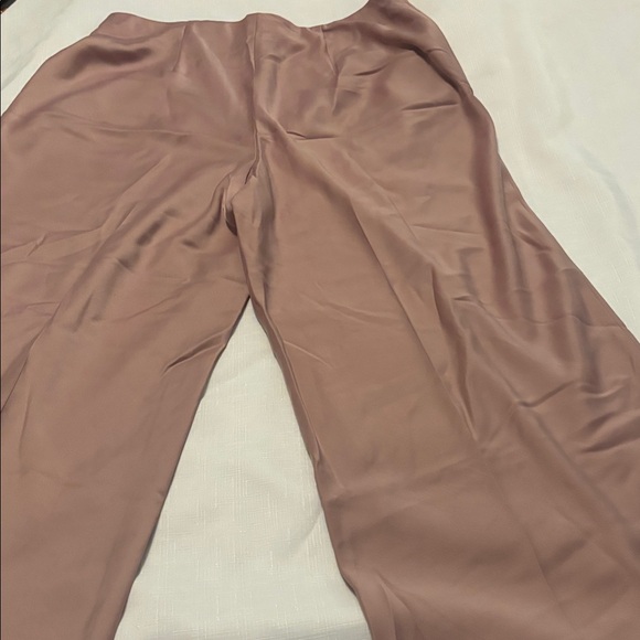 Joie Mauve Pink Wide Leg Satin Pull On Pants SZ 12 High Rise baggy work wear - Picture 9 of 12